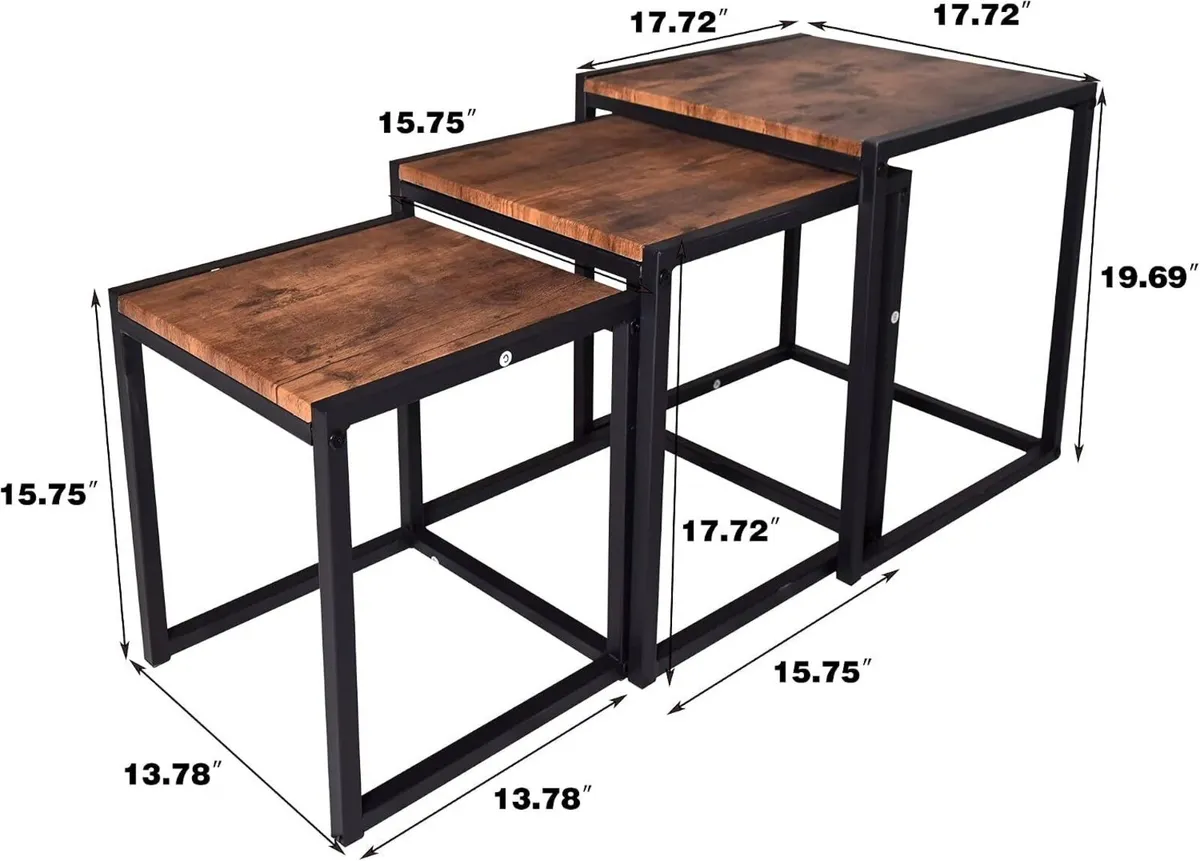 Nesting Coffee Table Stacking Metal Side Tables 3 - Image 2