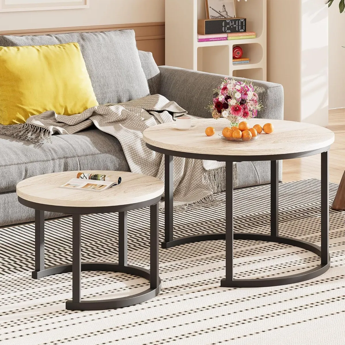 Round Coffee Table Living Room Small Side Bedside - Image 1