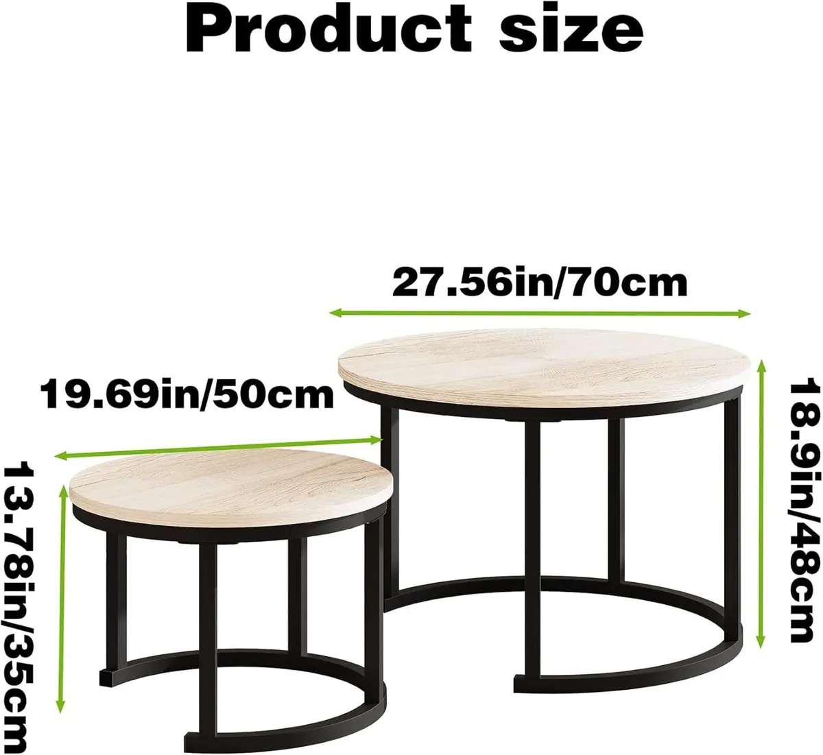 Round Coffee Table Living Room Small Side Bedside - Image 2