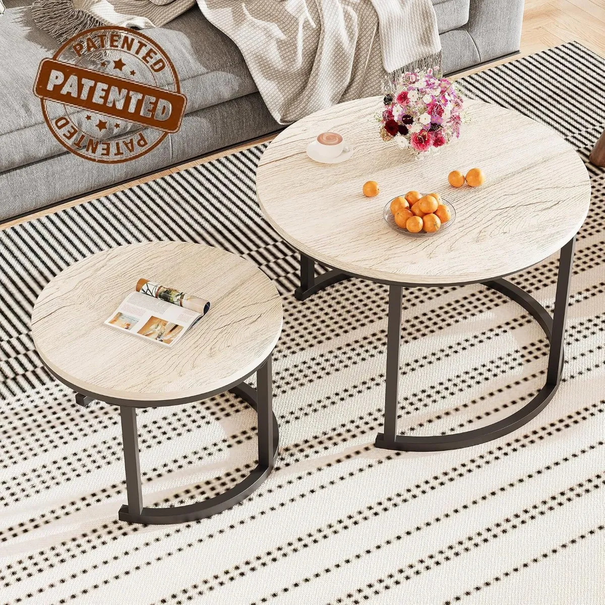 Round Coffee Table Living Room Small Side Bedside - Image 4
