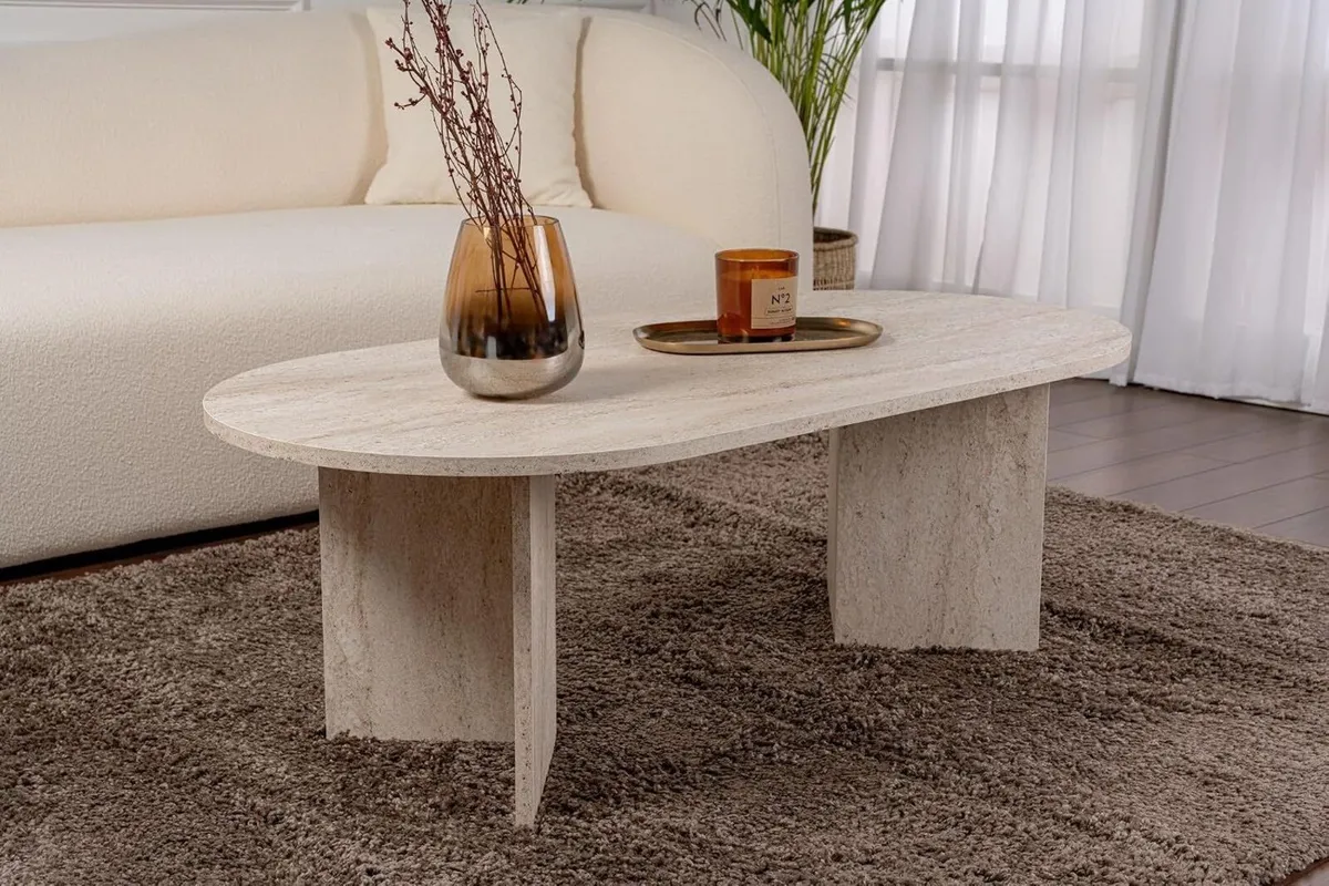 Elegant Coffee Table Travertine Colour - Image 2