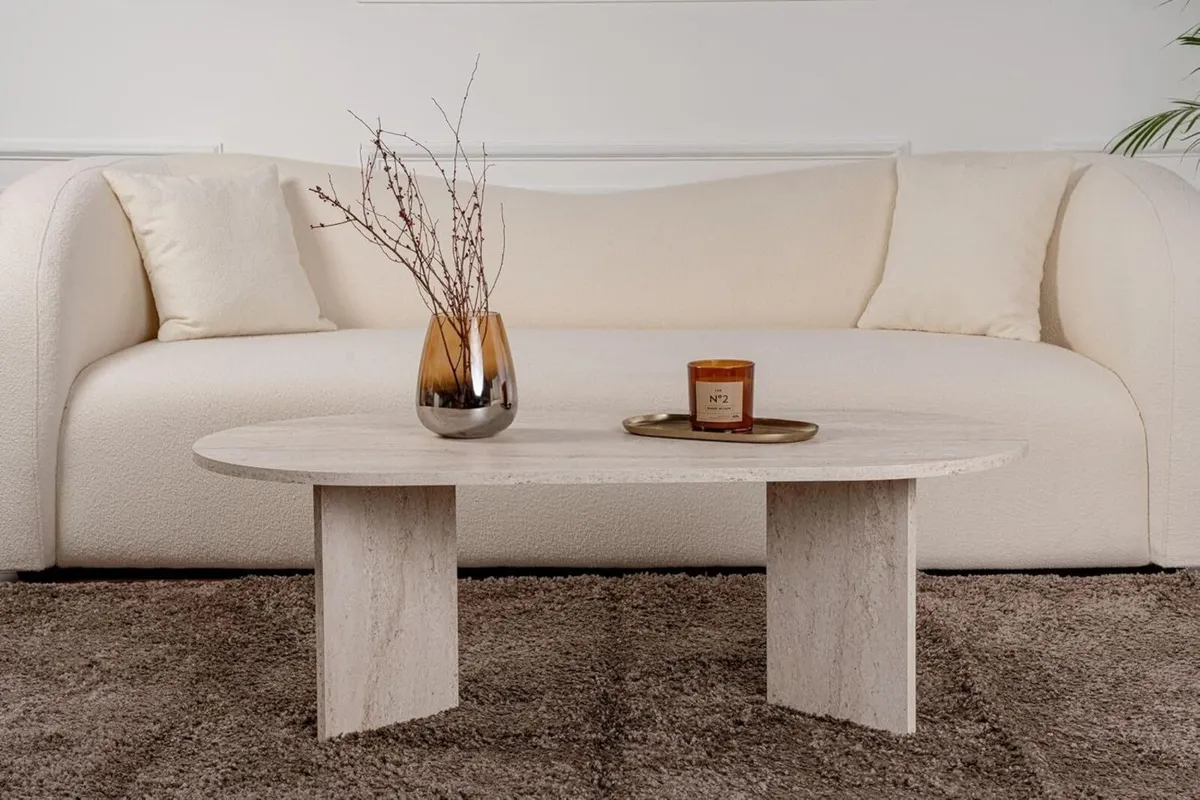Elegant Coffee Table Travertine Colour - Image 4