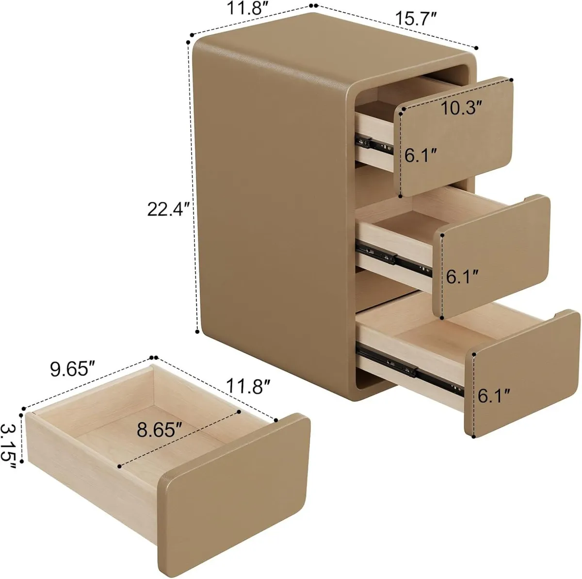 Small Bedside Table Slim with 2 Drawers Assembled - Image 2