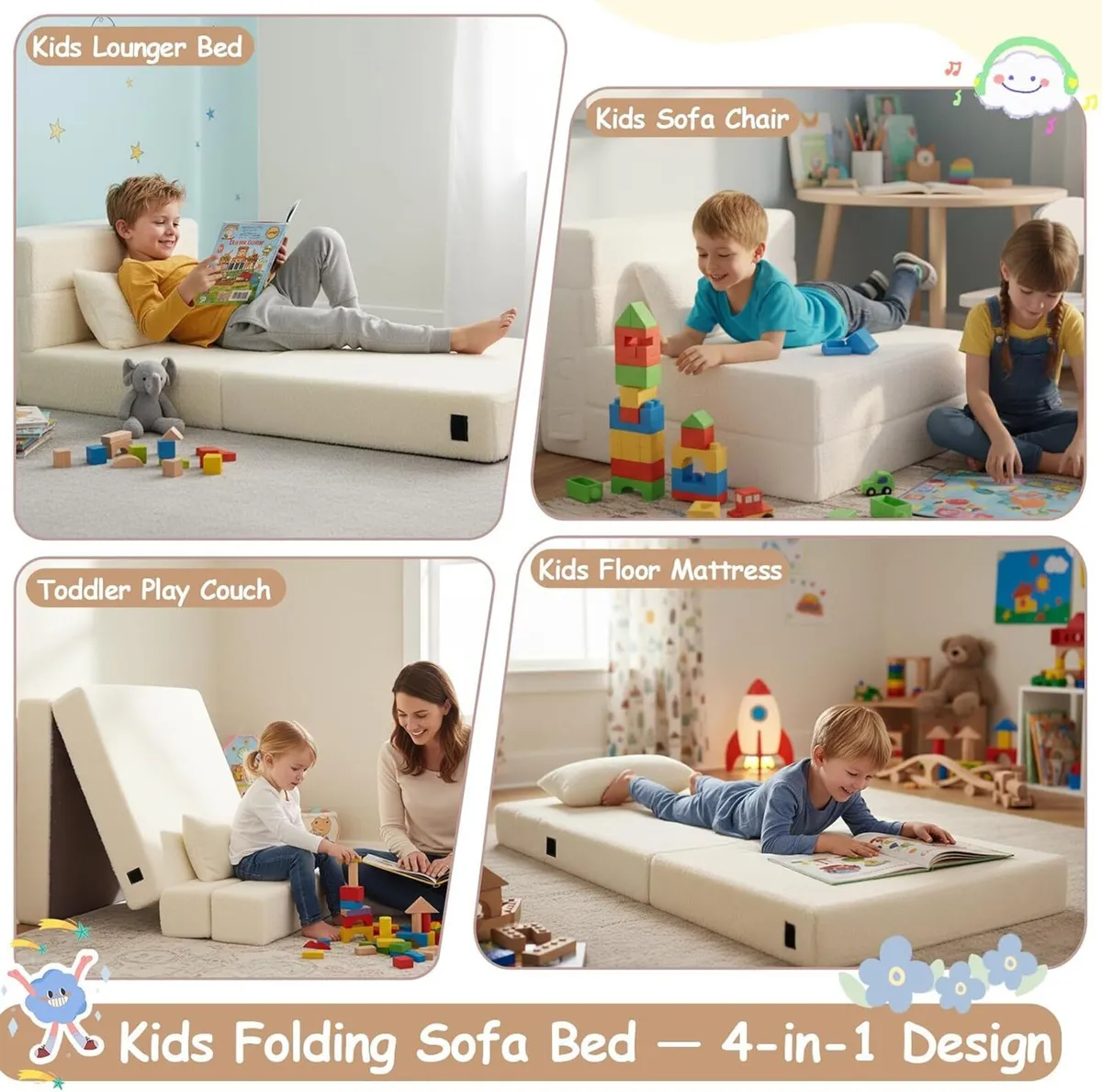 Kids Sofa Bed Toddler Floor Mattress Glow - Image 4