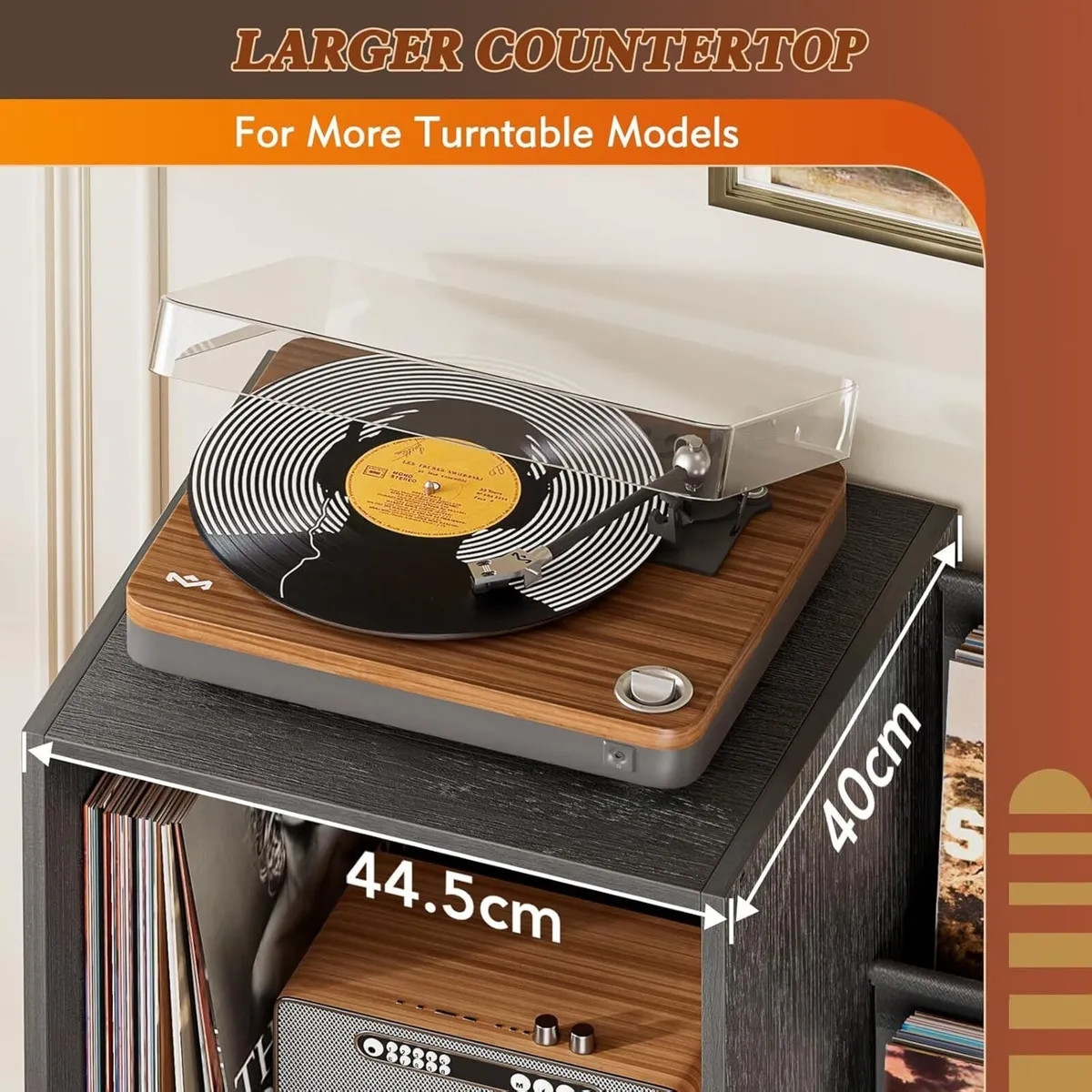 Record Player Stand with Vinyl Storage for 220 - Image 3
