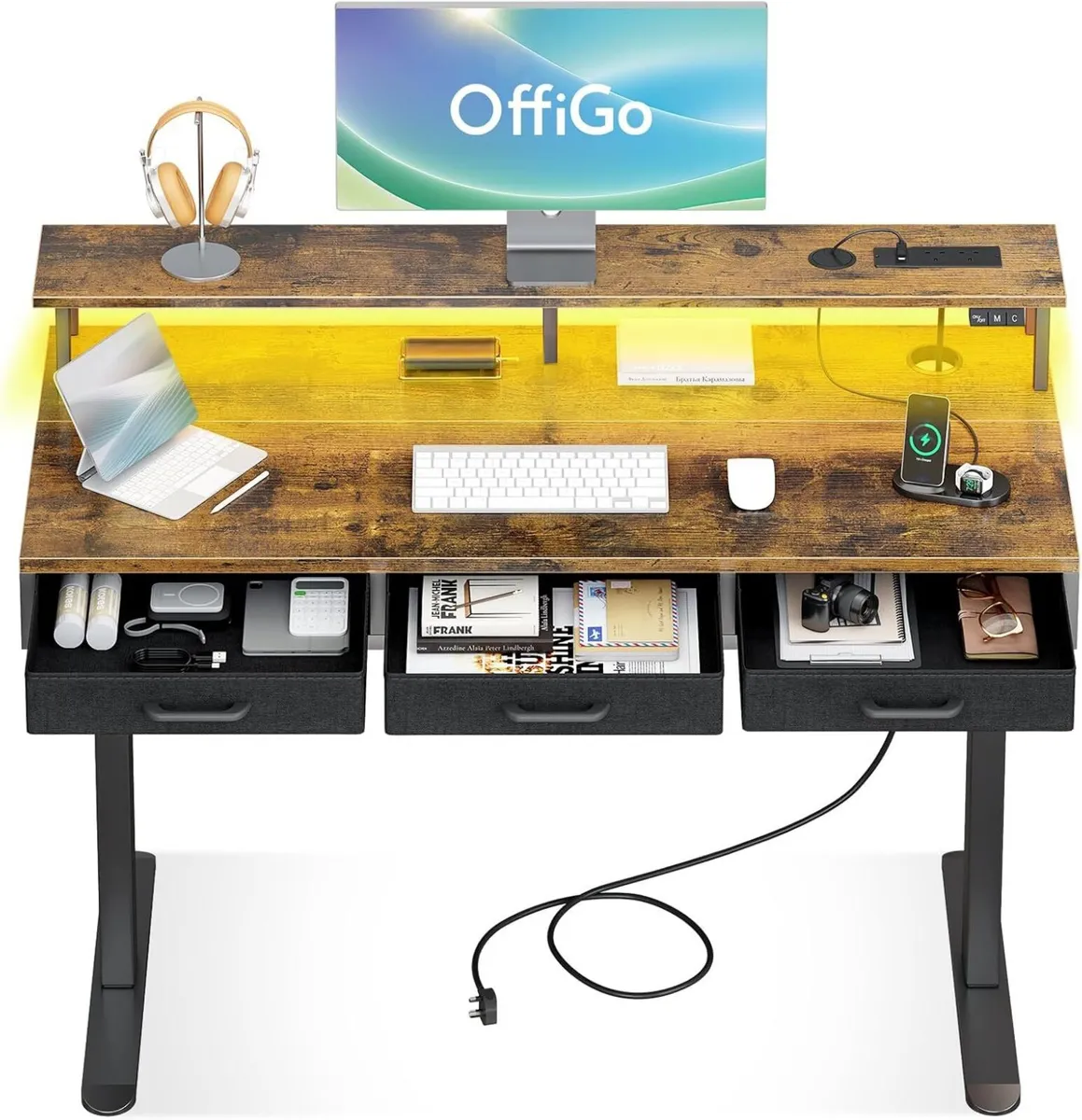 Standing Desk with 3 Storage Drawers 120CM Height - Image 1