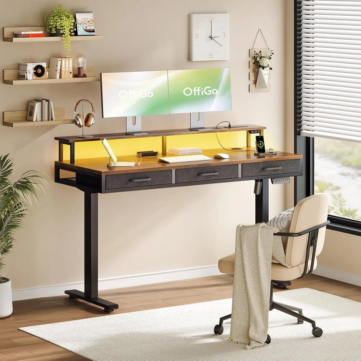 Standing Desk with 3 Storage Drawers 120CM Height - Image 2
