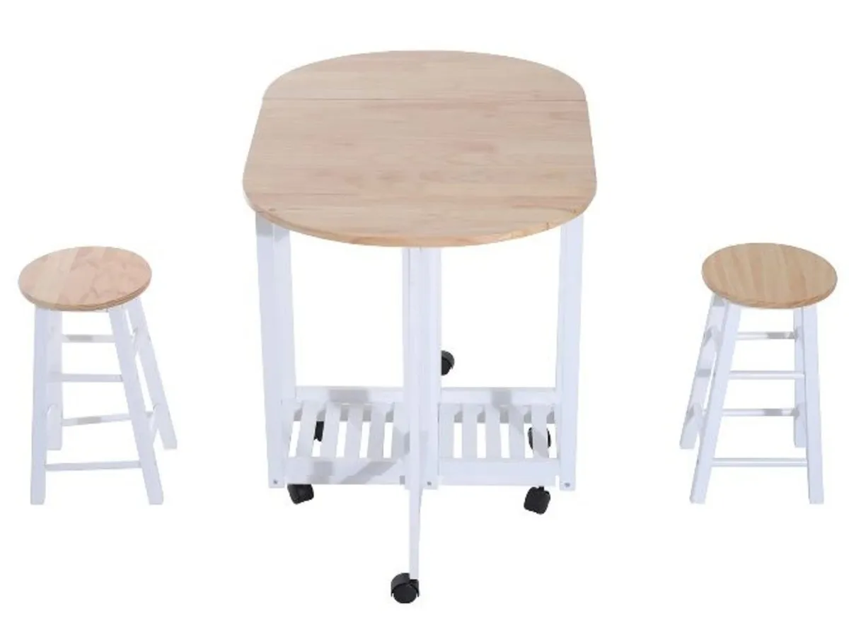 Dining Table Foldable Wooden Set 3 Piece - Image 1