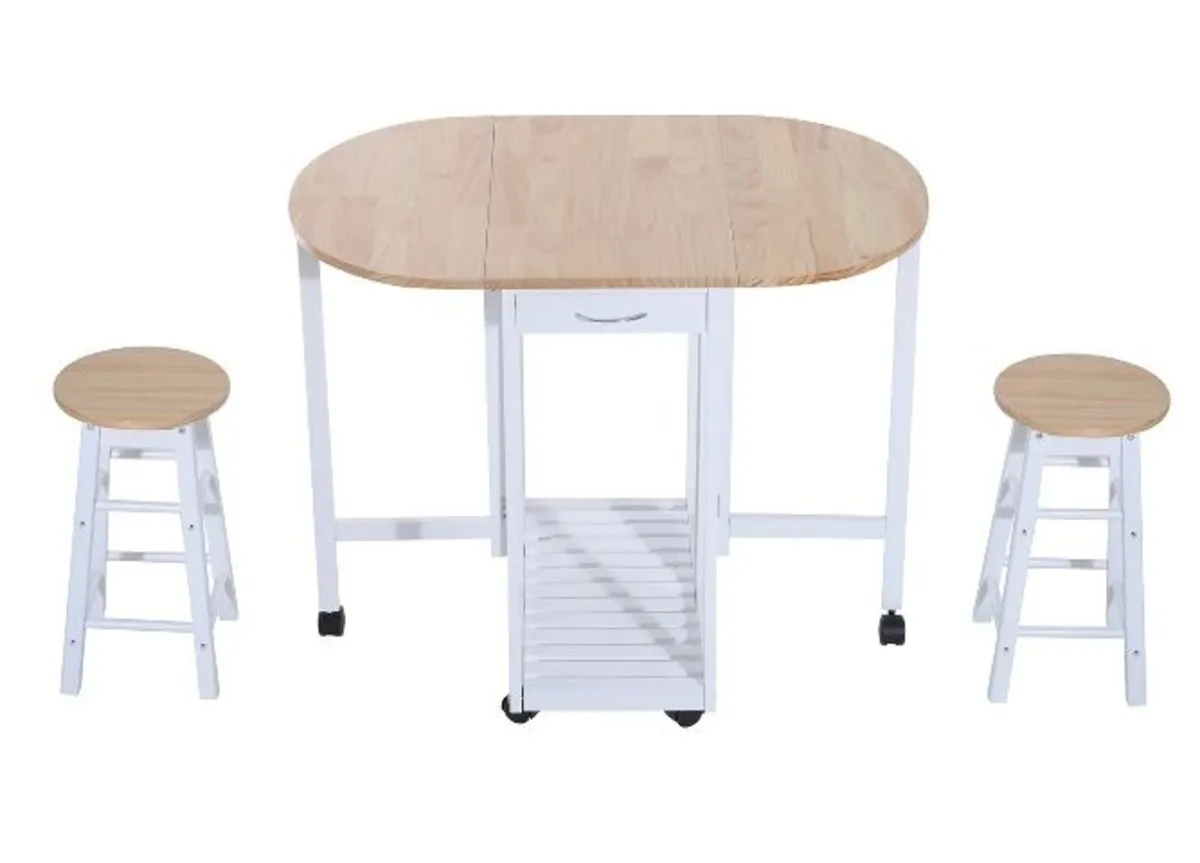 Dining Table Foldable Wooden Set 3 Piece - Image 3