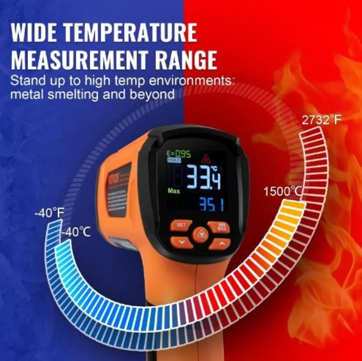 Infrared Thermometer, -40~2732°F Dual Laser - Image 2