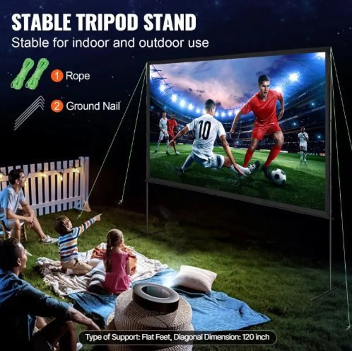 Projector Screen with Stand, 120 inch - Image 2