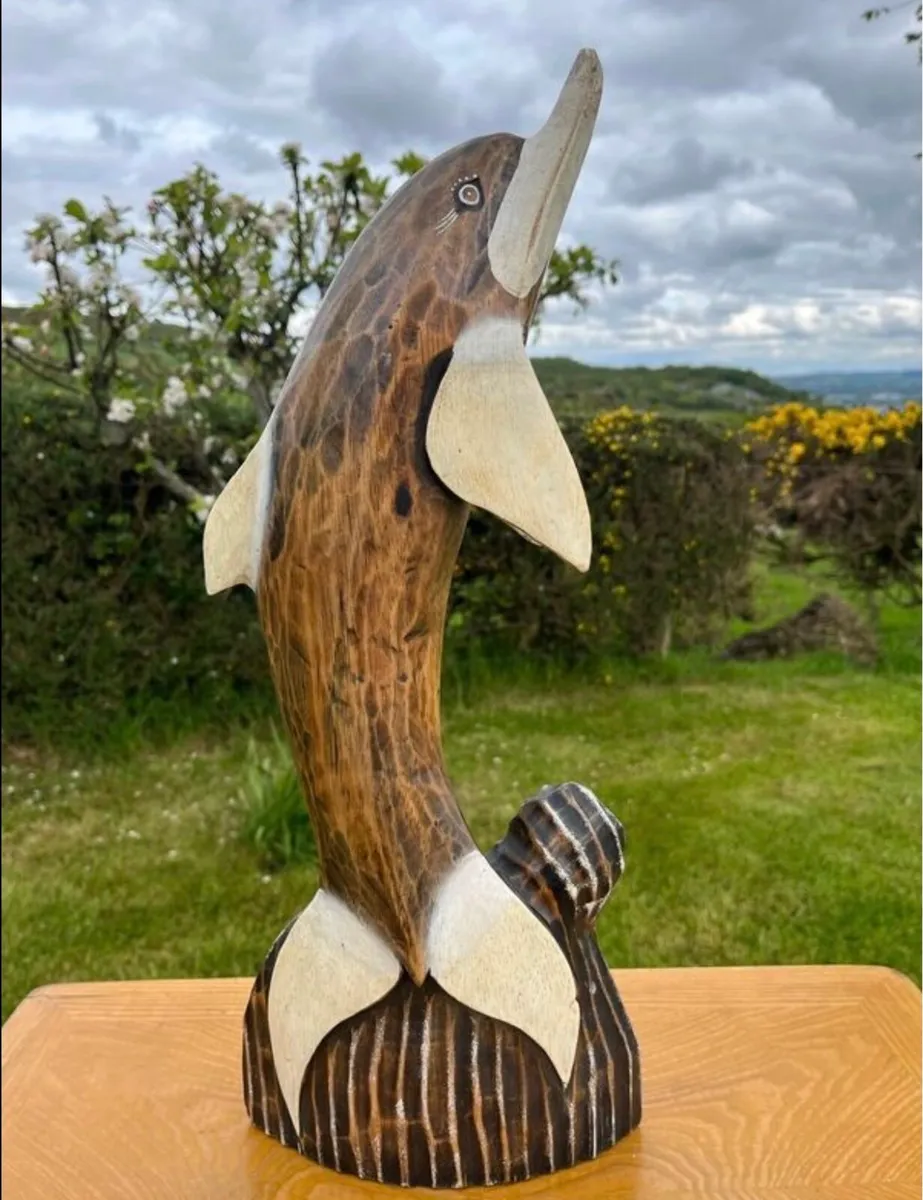 Wooden dolphin sculpture - Image 3