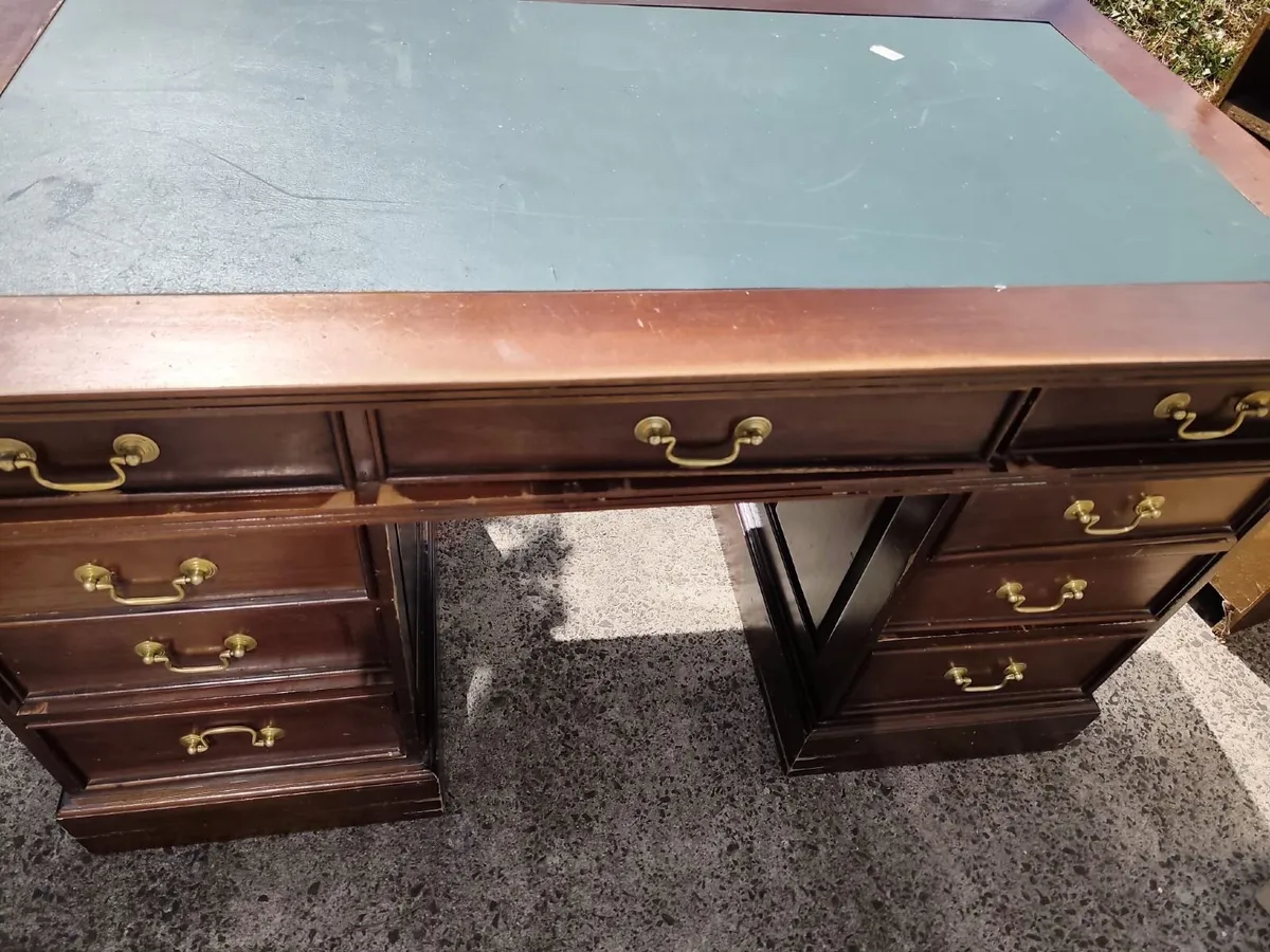 Antique Twin Pedestal Desk - Image 1