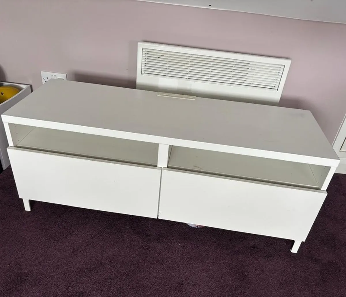White TV Bench / Stand with Drawers - Image 1