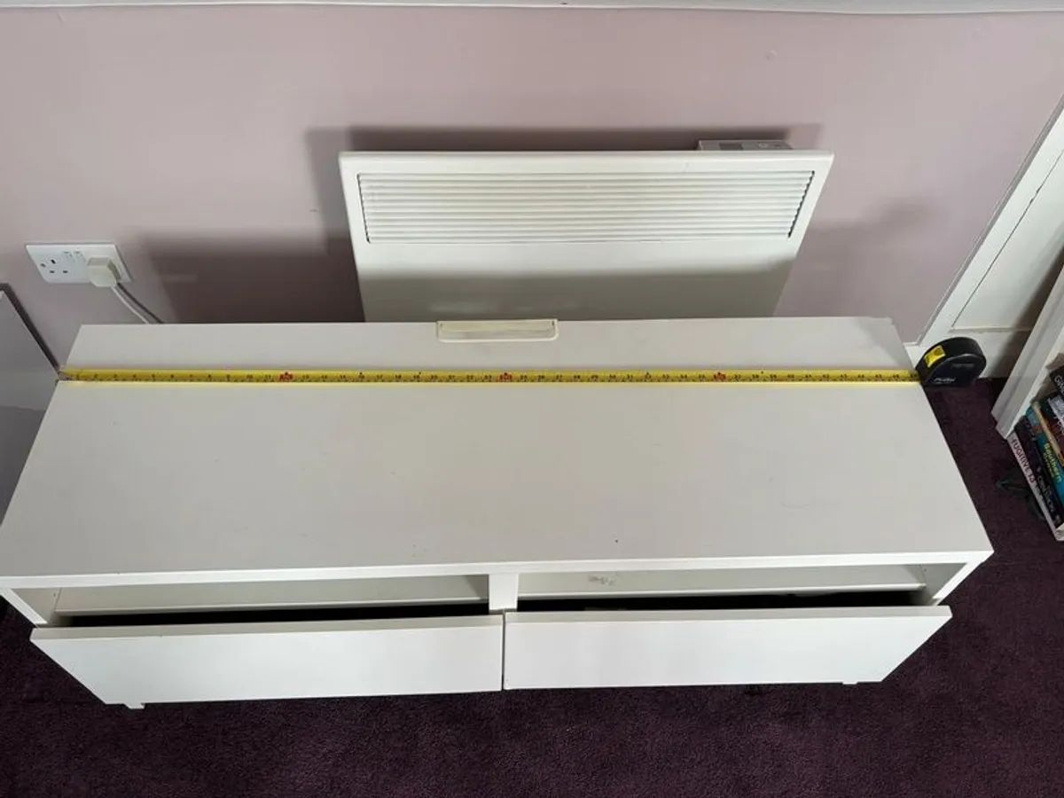 White TV Bench / Stand with Drawers - Image 2