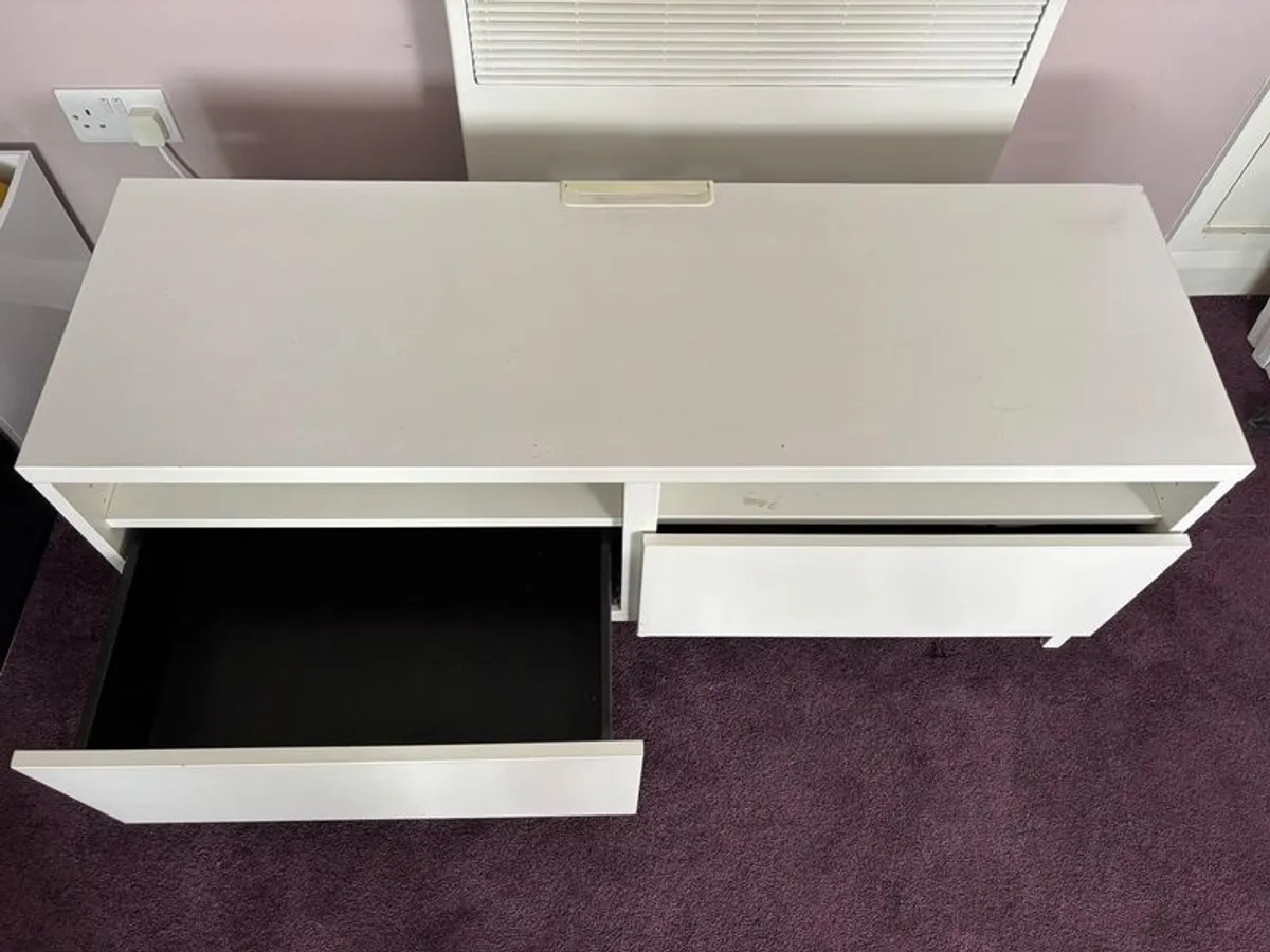 White TV Bench / Stand with Drawers - Image 3