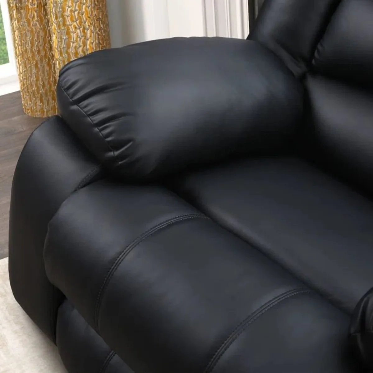 3 Seater PU Leather Recliner Sofa Black - Image 4