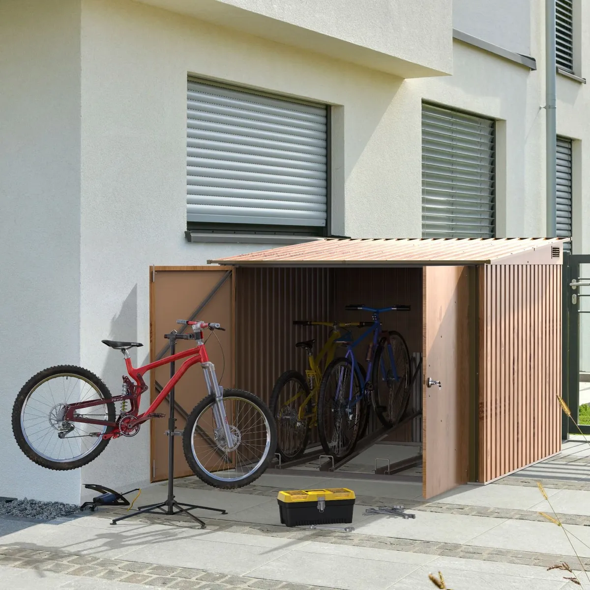 4🚲 6x6 Steel Bike Storage Shed – Holds 4 Bikes | - Image 1