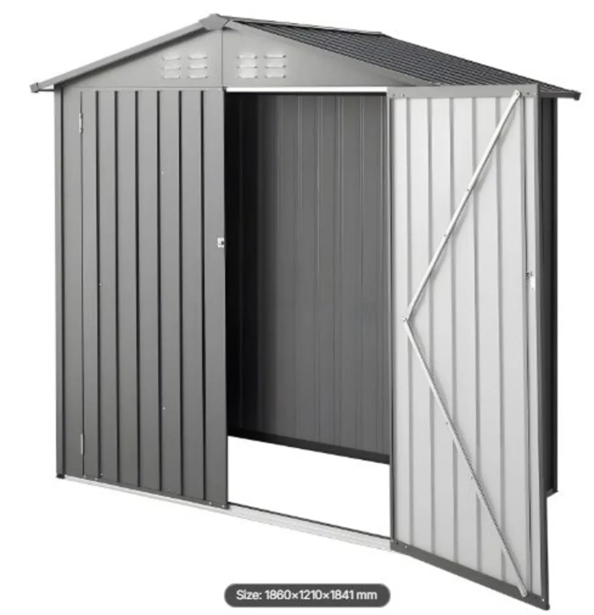 1860 x 1210 x 1841 mm Metal Garden Shed, Outdoor - Image 3