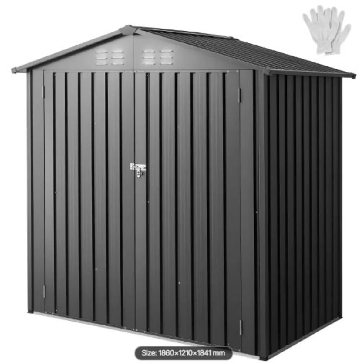 1860 x 1210 x 1841 mm Metal Garden Shed, Outdoor - Image 1