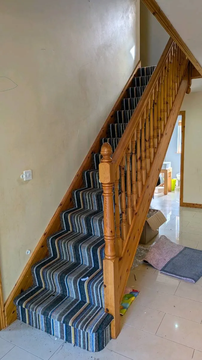 Pine Staircase with Spindles, Handrail & Landing - Image 1