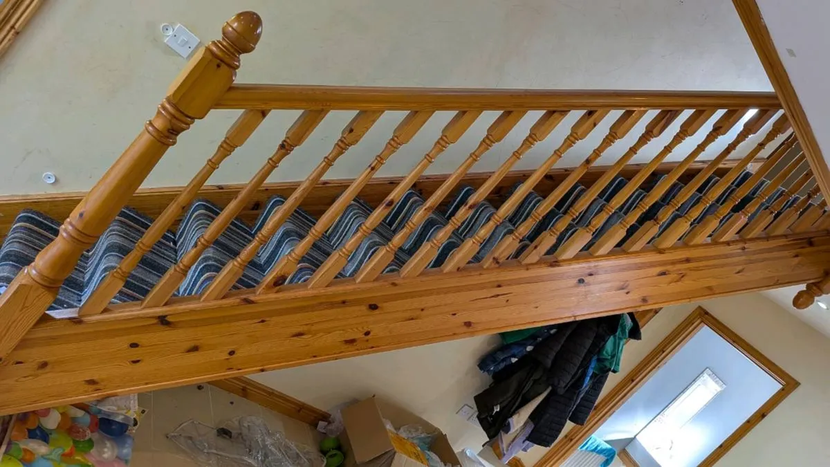 Pine Staircase with Spindles, Handrail & Landing - Image 2