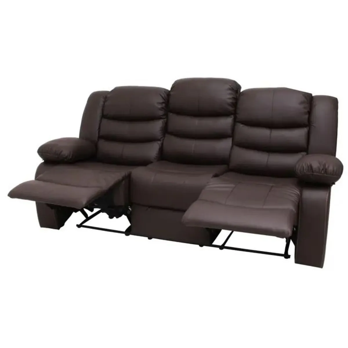 3 Seater PU Leather Recliner Sofa Brown - Image 3