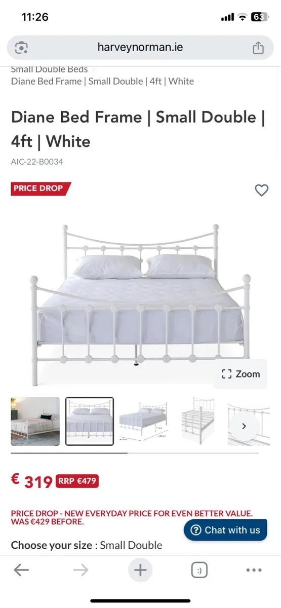Bed Frame | Double | 4ft6 | White - Image 3
