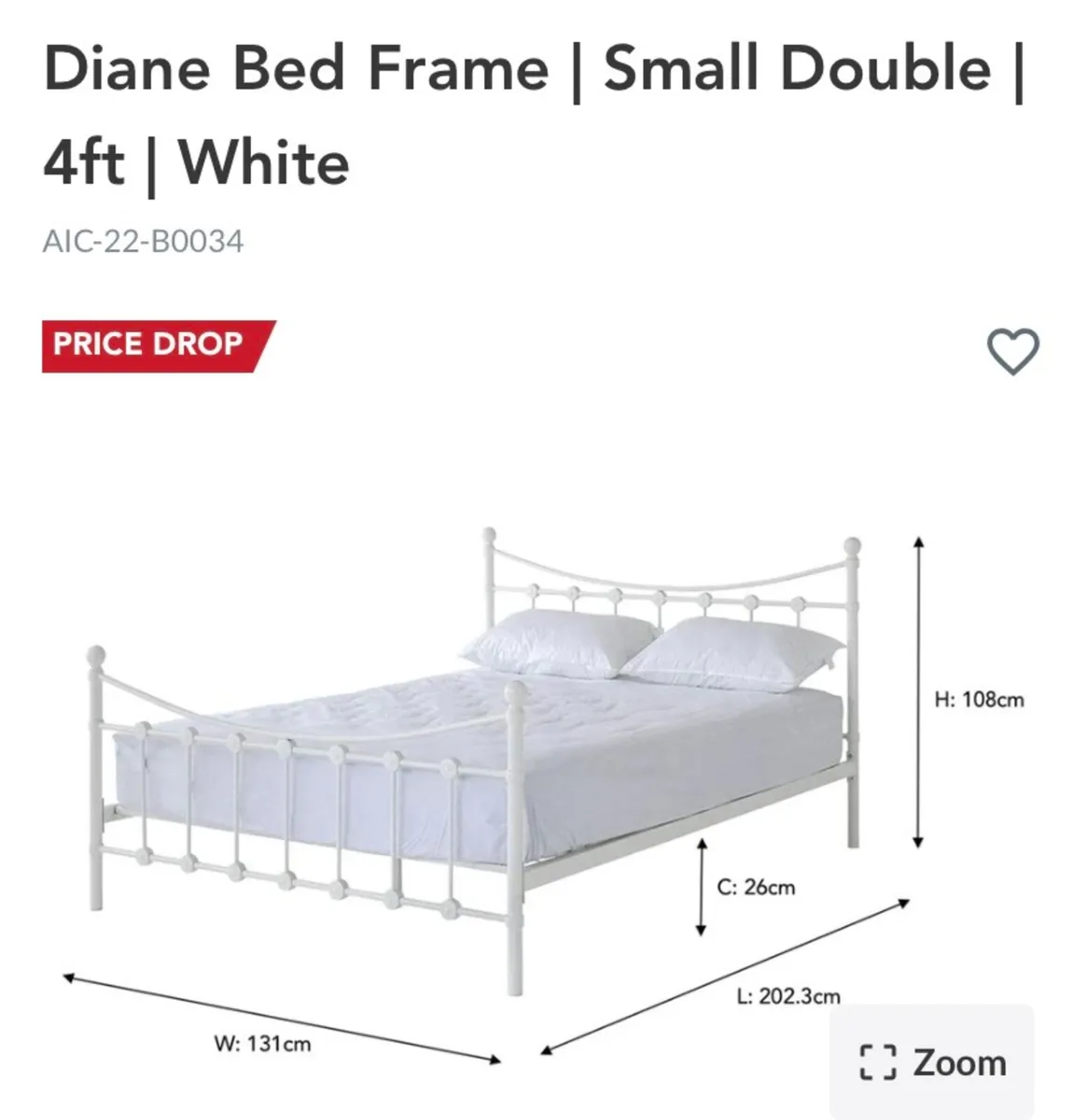 Bed Frame | Double | 4ft6 | White - Image 4