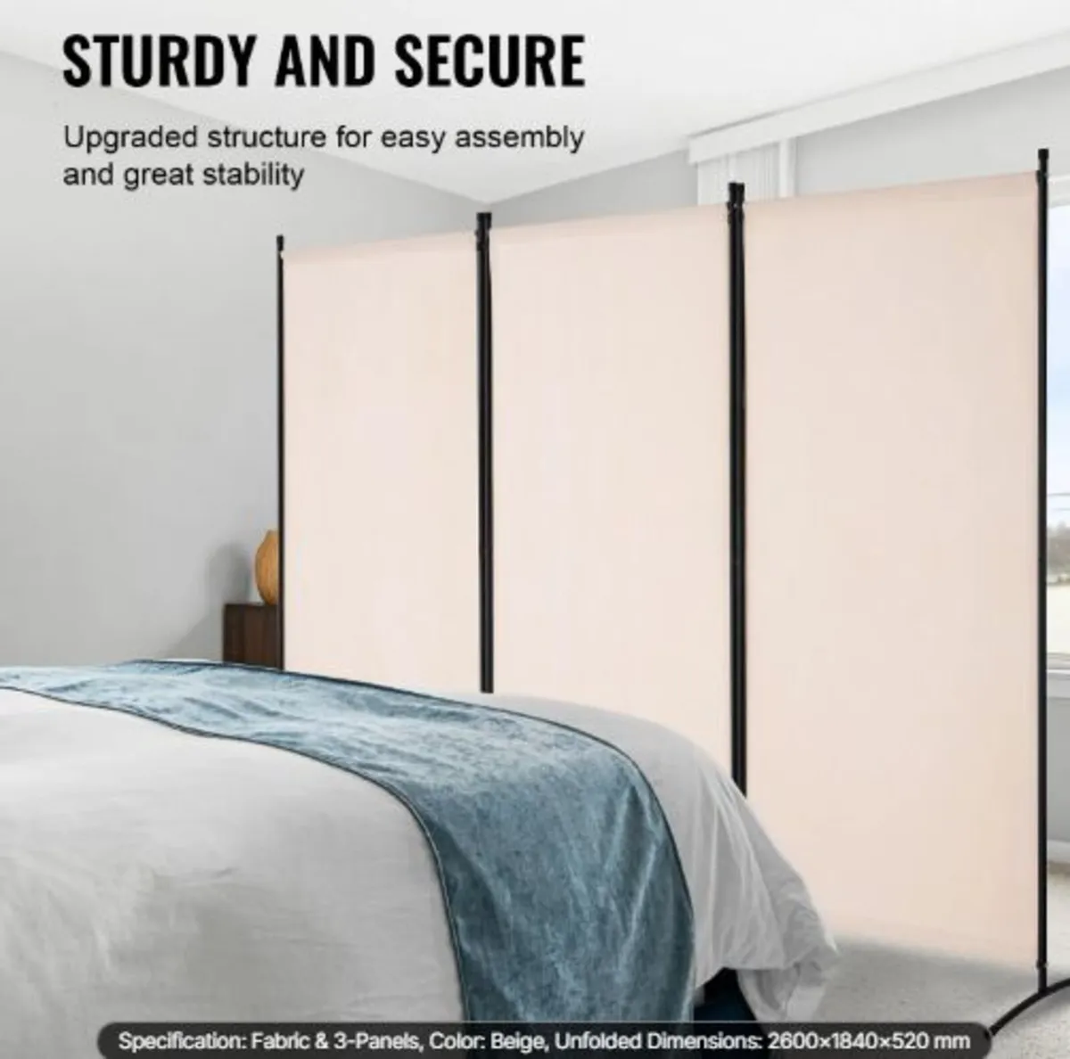 Room Divider, 3 Panels Room Divider, Folding - Image 2
