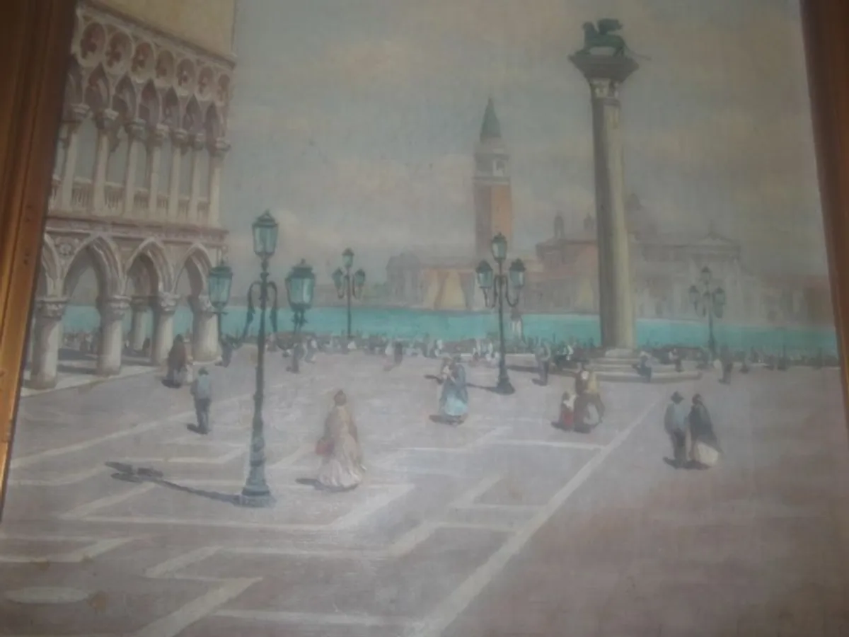 a antique  oil painting of st marks sq,venise signed antinotto - Image 3