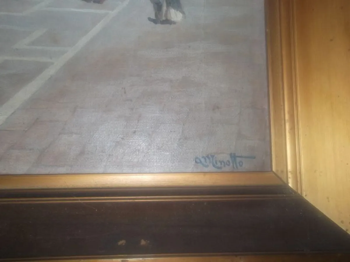 a antique  oil painting of st marks sq,venise signed antinotto - Image 4