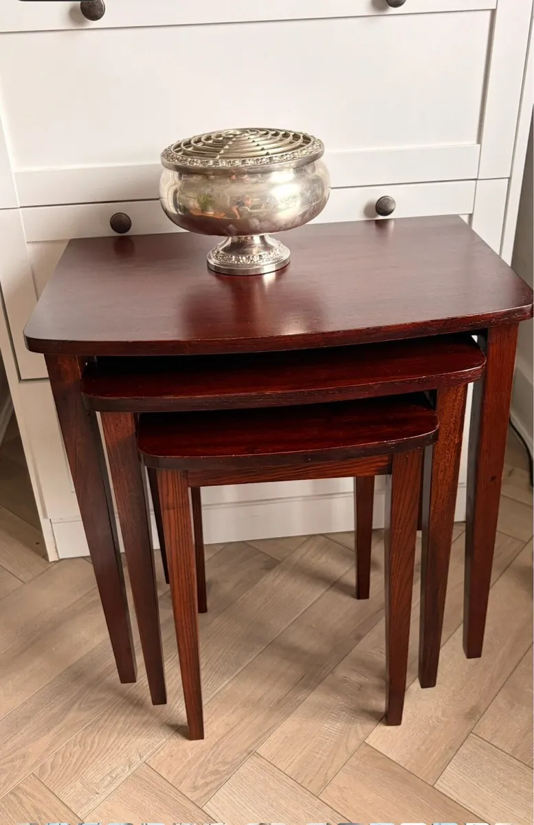 Refreshed - Mid-Century mahogany nest of 3 tables - Image 1
