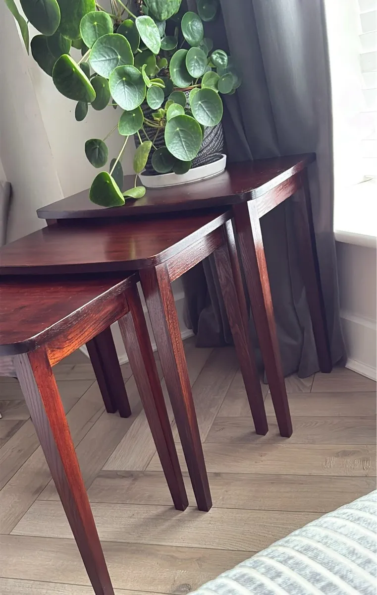 Refreshed - Mid-Century mahogany nest of 3 tables - Image 2