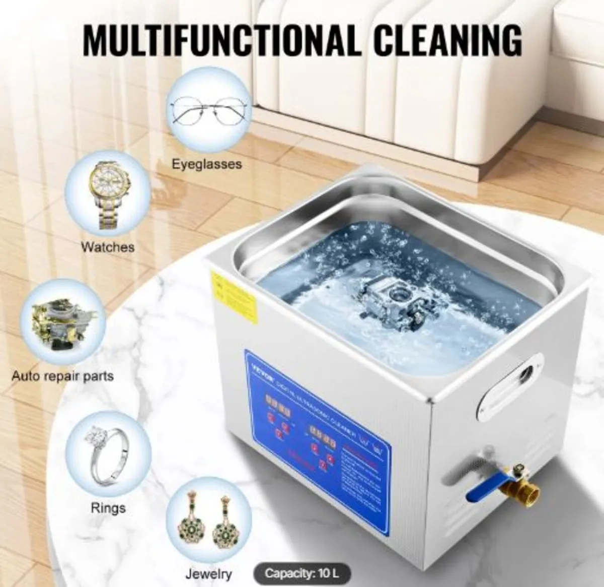 Professional Ultrasonic Cleaner, 10 L Ultrasonic - Image 3