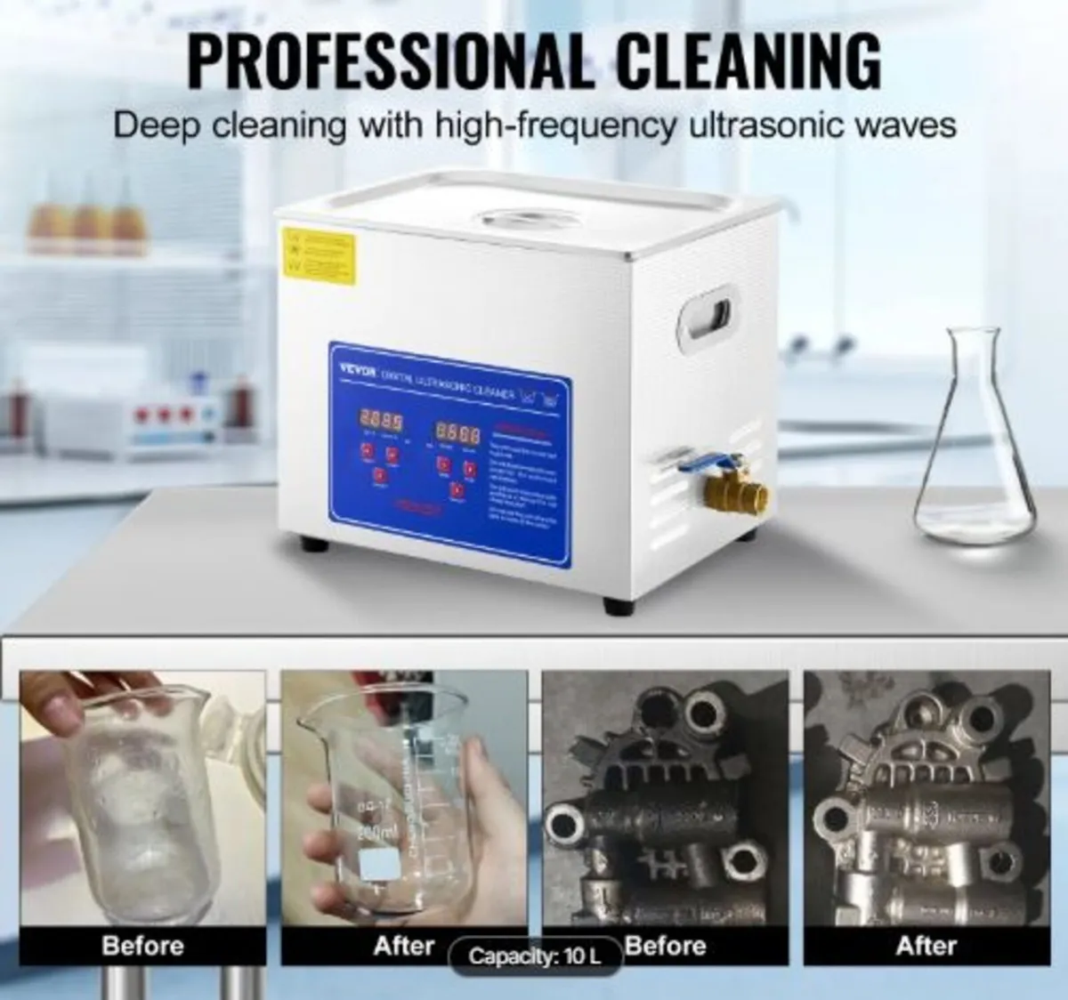 Professional Ultrasonic Cleaner, 10 L Ultrasonic - Image 2