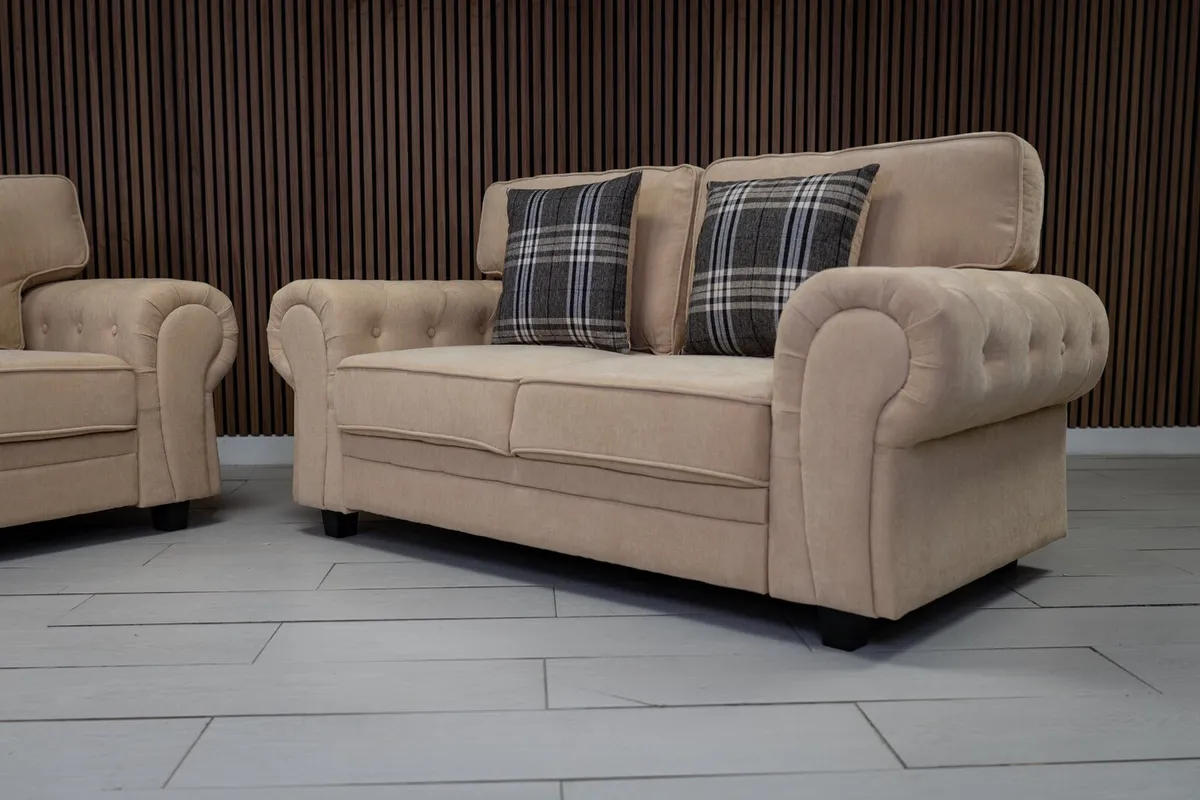 Verona Beige Fullback Cushions Sofa Set - Image 3