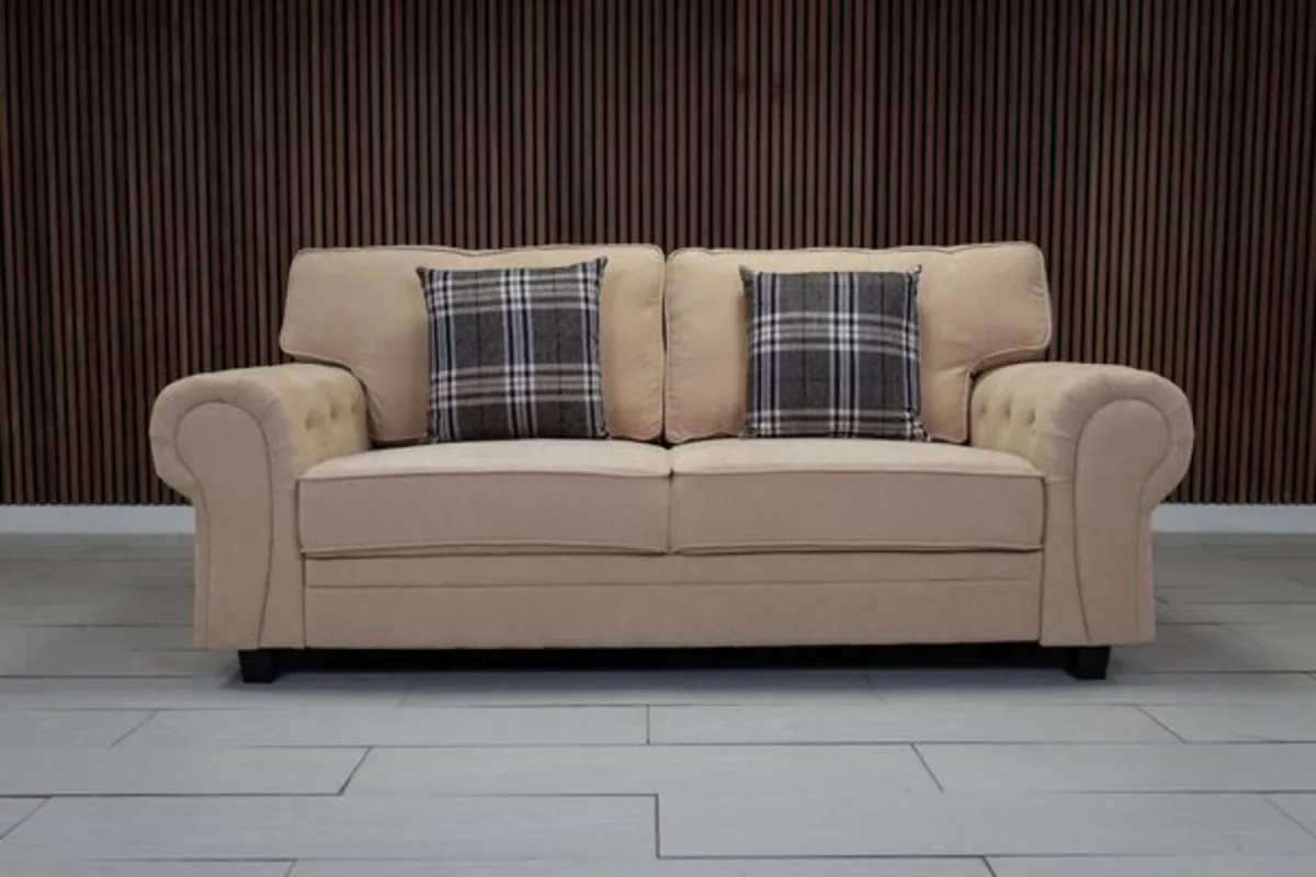 Verona Beige Fullback Cushions Sofa Set - Image 4