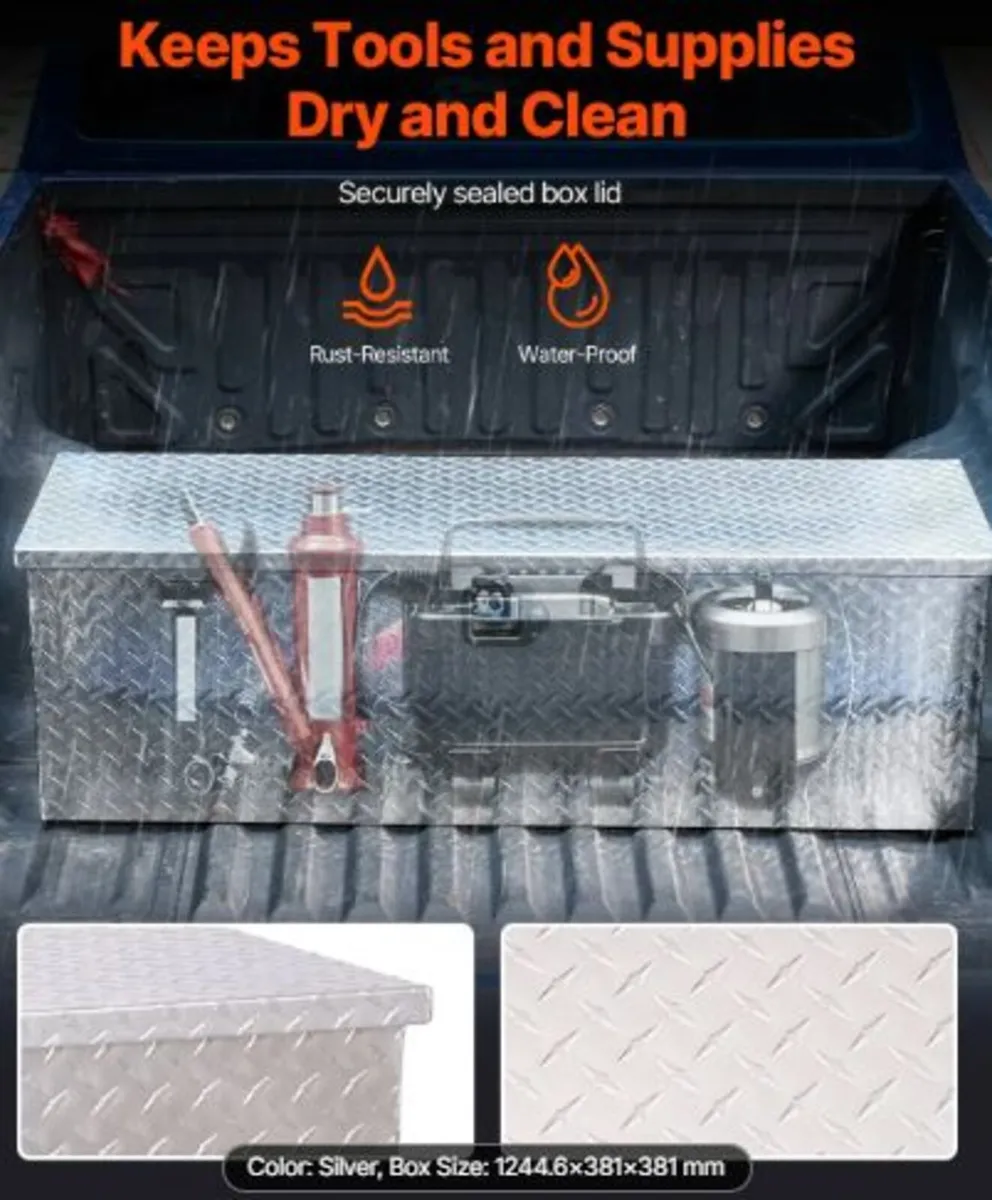 Heavy Duty Aluminum Truck Bed Tool Box, Diamond - Image 3