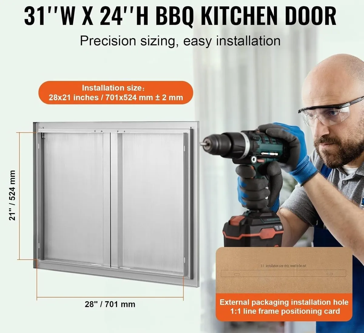 79x61cm Stainless Steel BBQ Access Door - Image 2