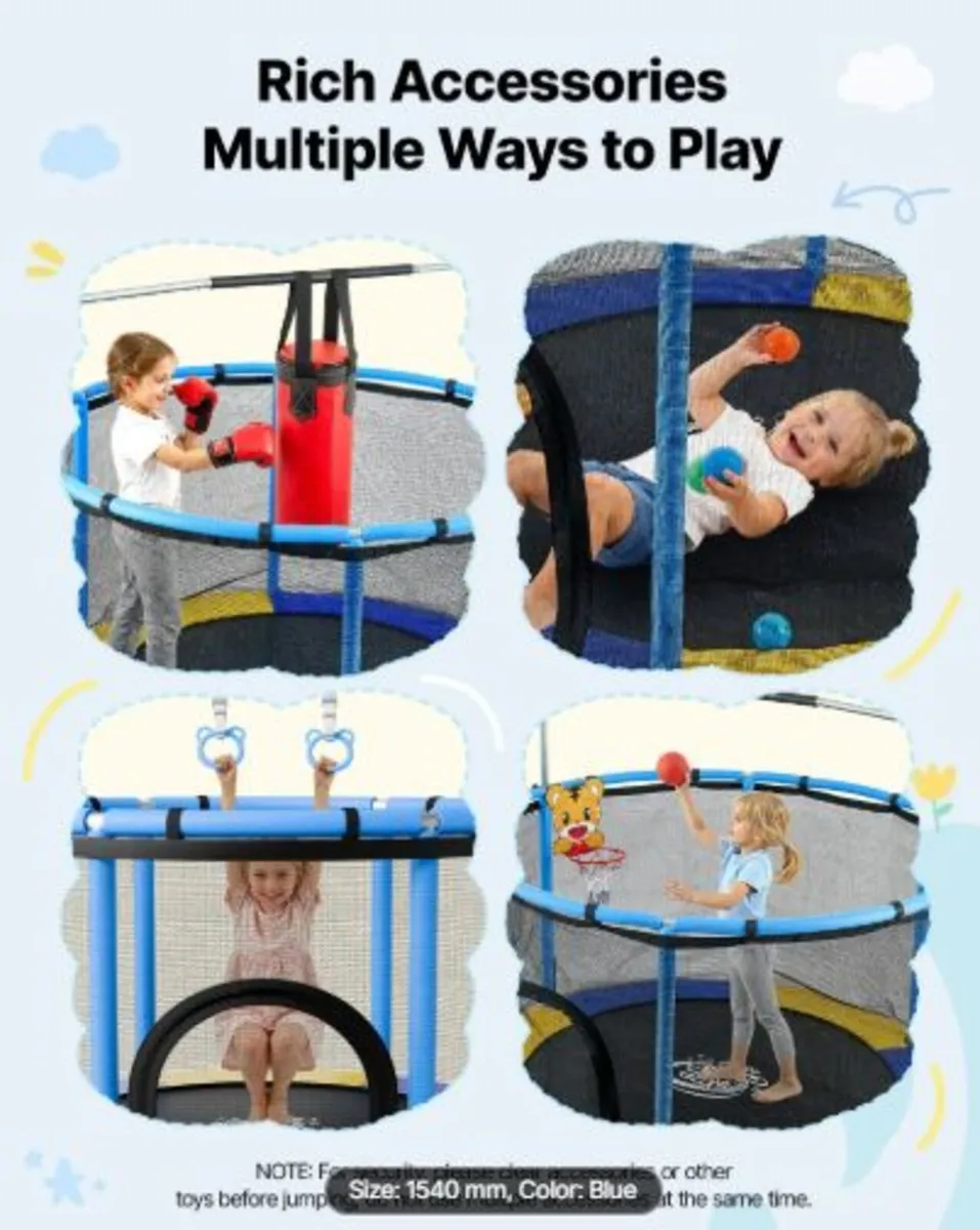 150cm Trampoline for Kids, Toddler Mini Trampoline - Image 4