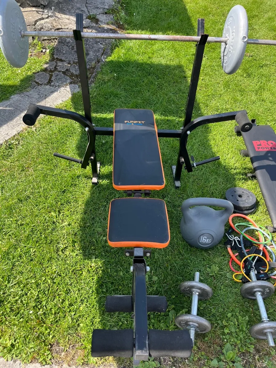 Home Gym Equipment Bundle – Weights, Bench, Squat - Image 1