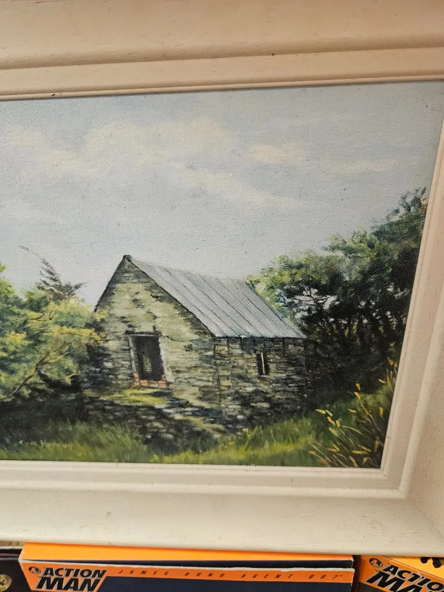 Picture Oil on Canvas Stone Cottage - Image 3