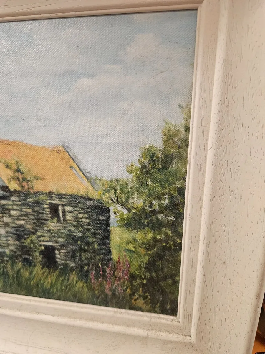 Picture Oil on Canvas Stone Cottage - Image 3