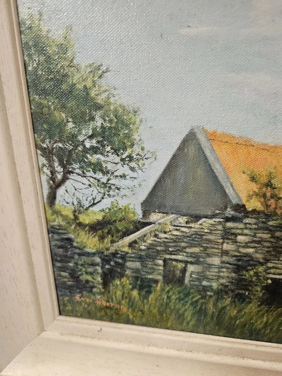 Picture Oil on Canvas Stone Cottage - Image 4