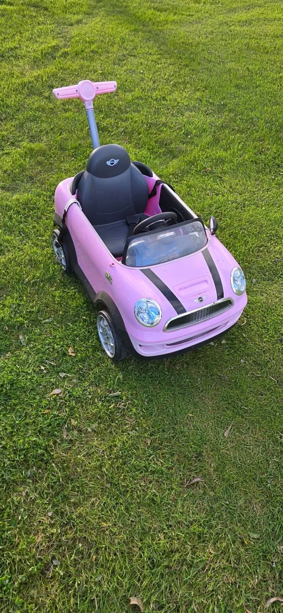MINI Cooper Kids Push Along Ride-On Car – Pink - Image 1