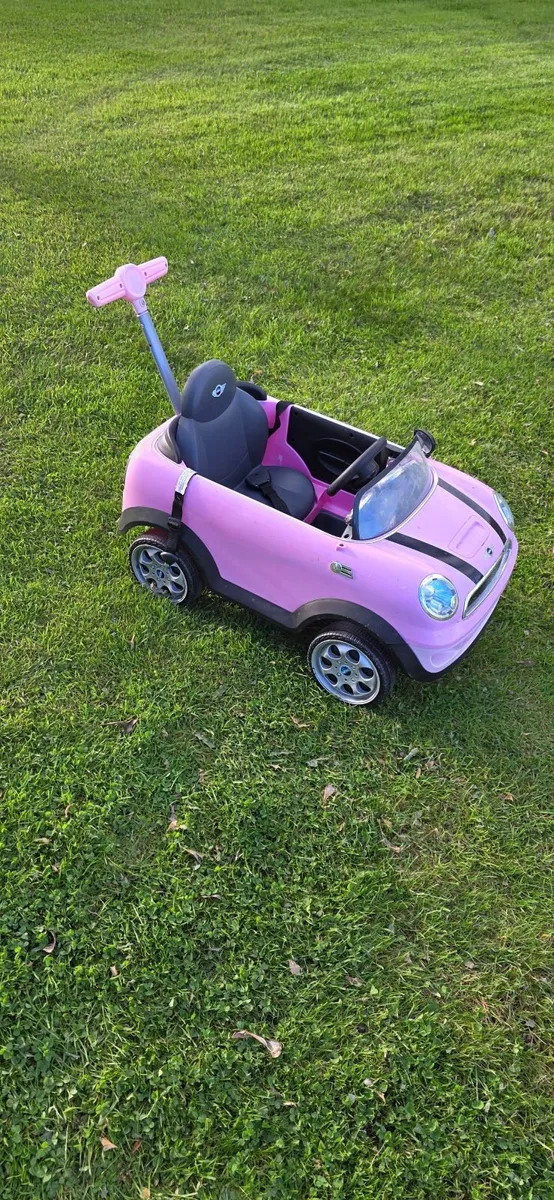 MINI Cooper Kids Push Along Ride-On Car – Pink - Image 2