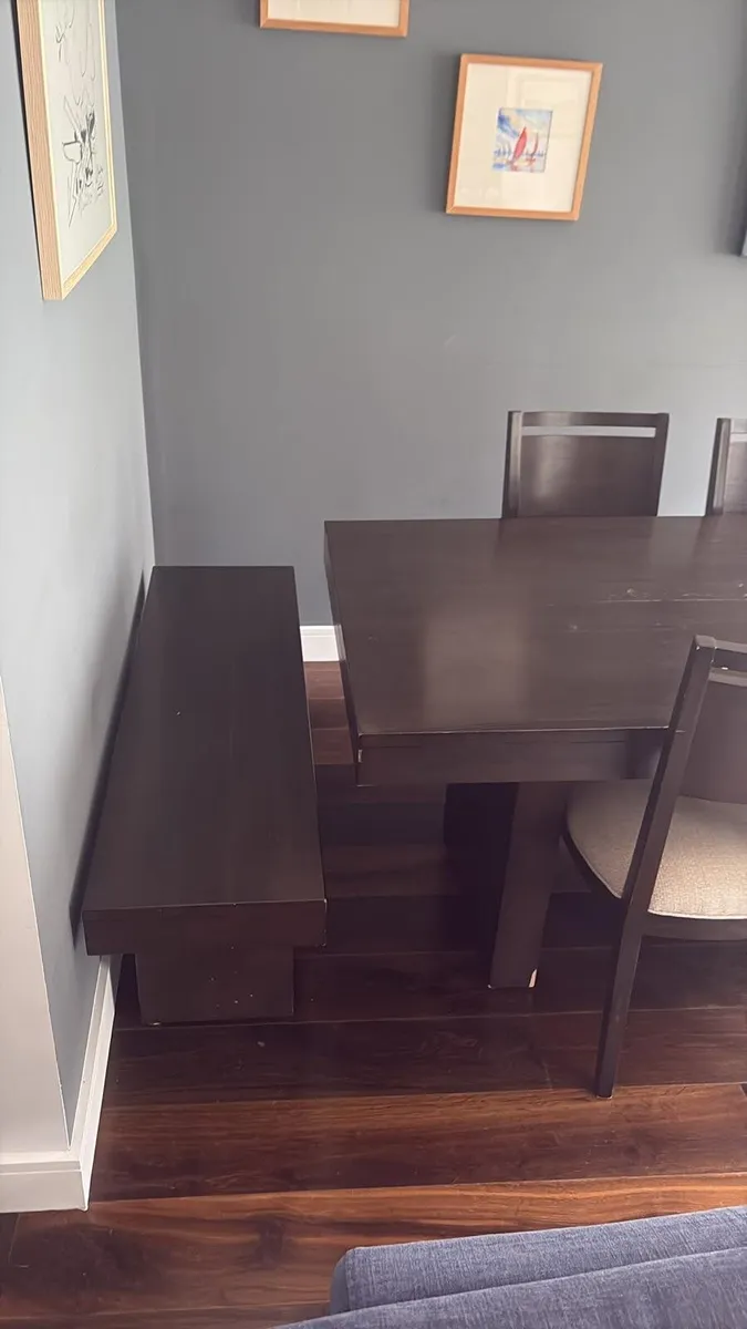 Table, chairs, bench & sideboard - Image 1
