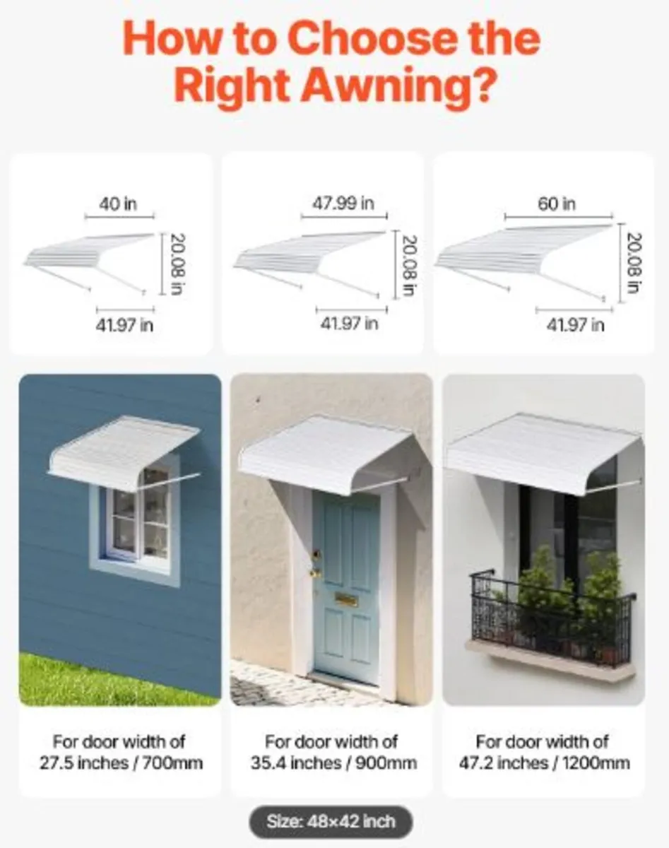 Aluminum Awning 48 x 42 in, Durable Window Awning - Image 2