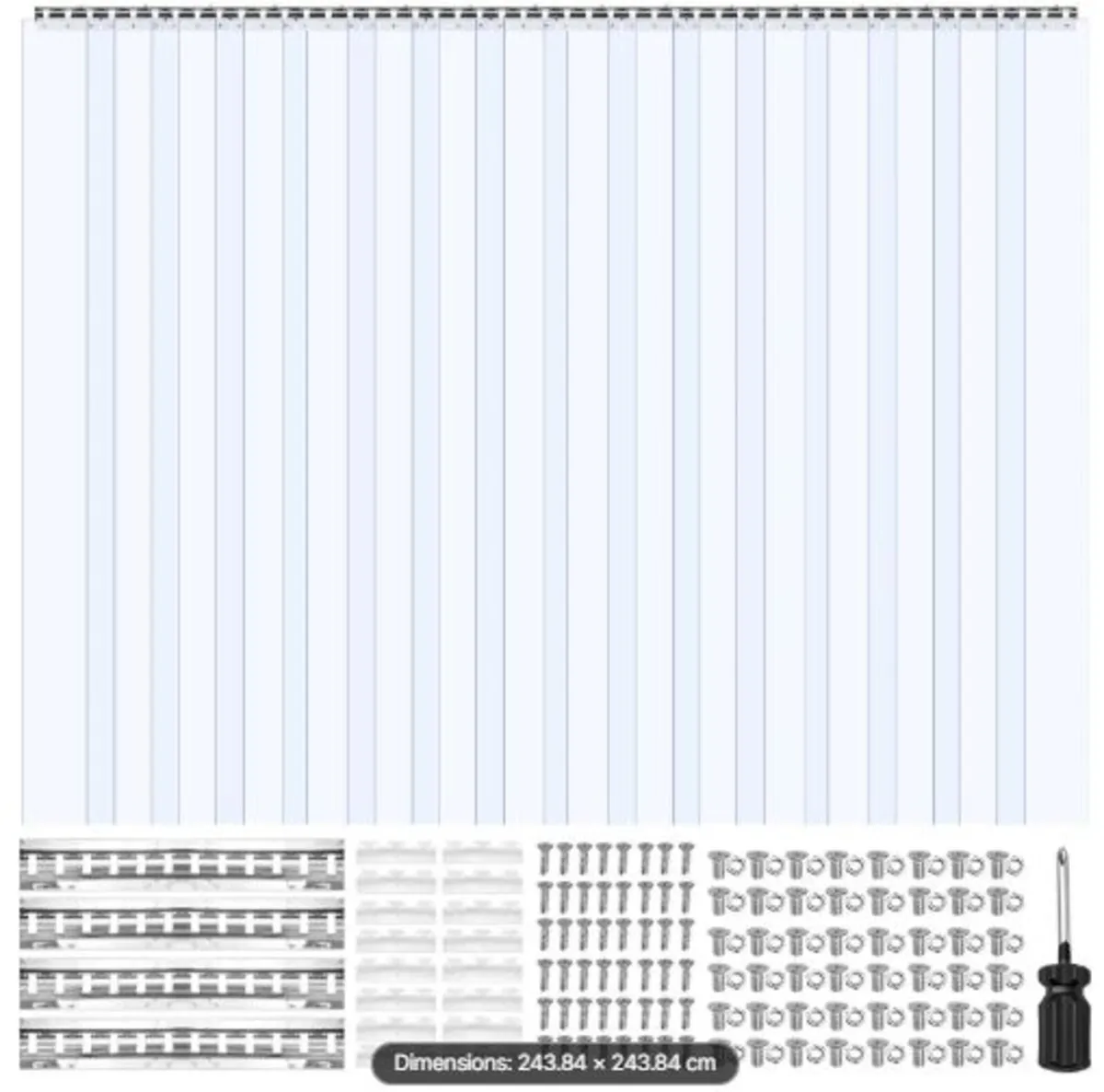 Clear PVC Strip Curtain, 2.4m Height x 2.4m Width - Image 1